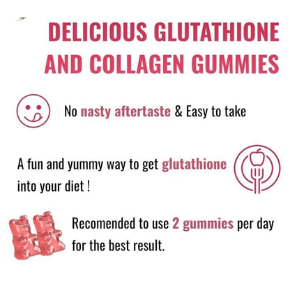 Glutathione Collagen Gummies, Skin Brightening & Anti-Aging, Supports Hair, Skin & Nail Health, Glutathione Supplement for Women, 60 Count