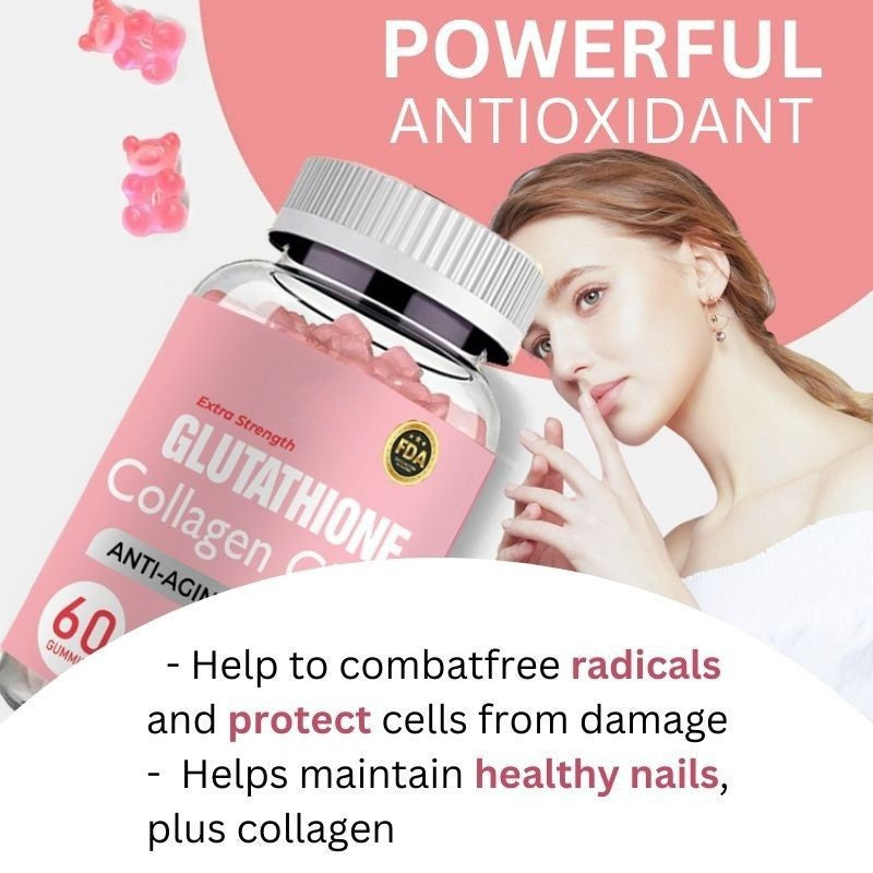 Glutathione Collagen Gummies, Skin Brightening & Anti-Aging, Supports Hair, Skin & Nail Health, Glutathione Supplement for Women, 60 Count
